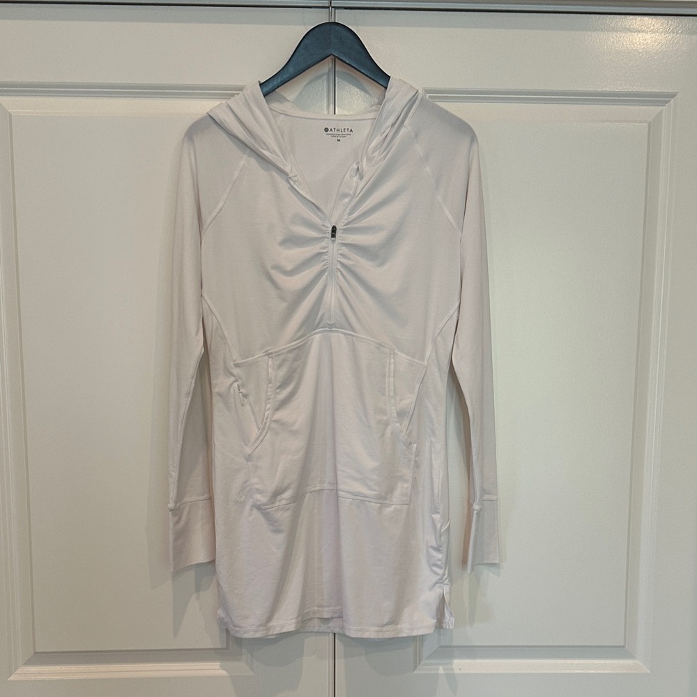 Athleta Pacifica Women's White Hoodie swim cover size medium